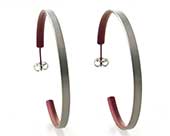 Large grey & coffee titanium hoop earrings