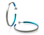 Large grey & light blue titanium hoop earrings