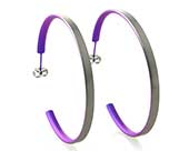 Large grey & purple titanium hoop earrings