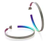 Large grey & rainbow titanium hoop earrings
