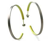 Large grey & yellow titanium hoop earrings