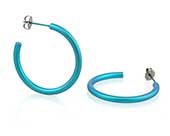 Large light blue titanium round hoop earrings