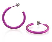 Large pink titanium round hoop earrings