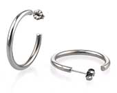 Large polished finish titanium round hoop earrings