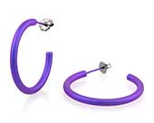 Large purple titanium round hoop earrings