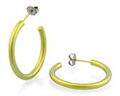 Large yellow titanium round hoop earrings