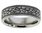 Titanium ring with a Celtic leafy woodland design
