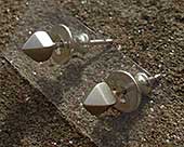 Pyramid silver stud earrings