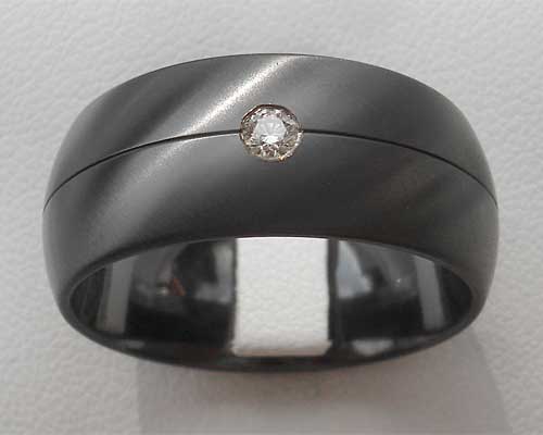 Wide Diamond Set Black Wedding Ring LOVE2HAVE UK