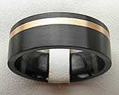 Mens alternative gold inlaid wedding ring