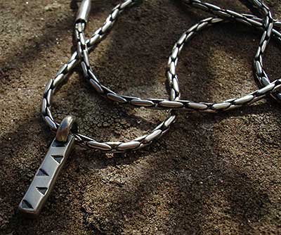 men's arty silver necklace