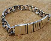 Mens personalised barcode silver ID bracelet