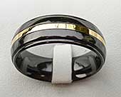 Mens black and 9ct gold wedding ring