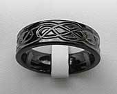 Mens black Celtic wedding ring