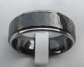 Size Z+2 Mens Hammered Black Designer Ring
