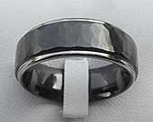 Mens black hammered wedding ring