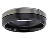Mens black and silver designer ring