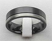 Mens black and silver wedding ring