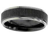 Mens black textured wedding ring