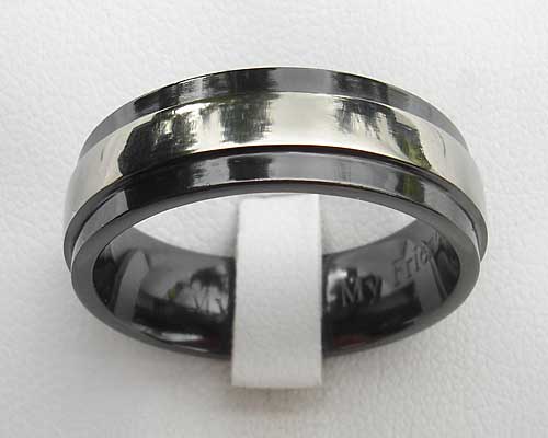 Mens twin finish wedding ring