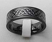 Mens Celtic black wedding ring