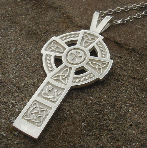 Mens Celtic Silver Cross Necklace 