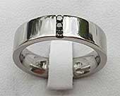 Mens channel black diamond set wedding ring