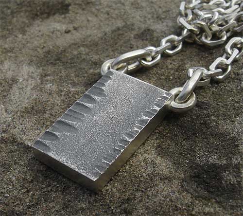 men's chunky oxidised silver pendant