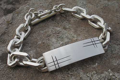 men's chunky silver id bracelet