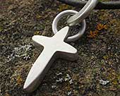 Mens contemporary silver cross necklace