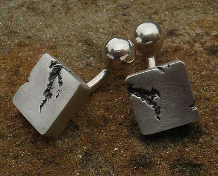 mens contemporary silver cufflinks