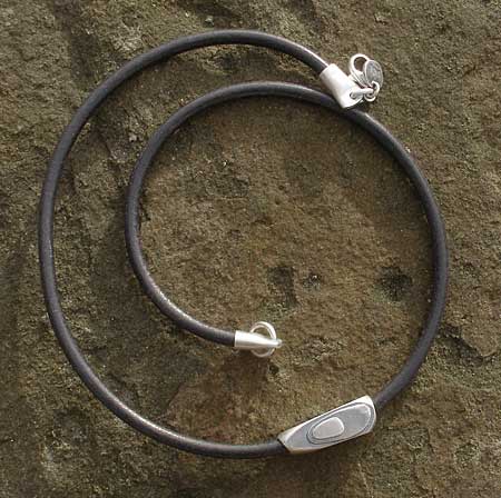 Mens leather deals and silver necklace