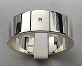 Two tone silver diamond wedding ring