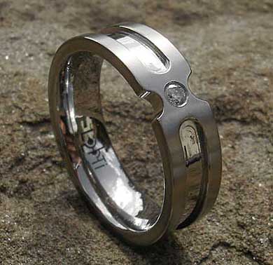 Titanium designer diamond set wedding ring