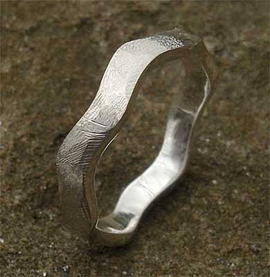 Mens designer silver wedding ring