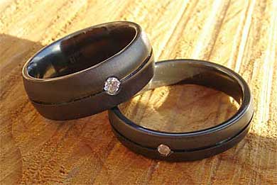 Mens diamond set Gothic wedding rings