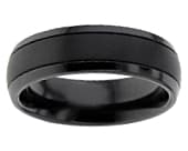 Mens domed dual finish black designer ring