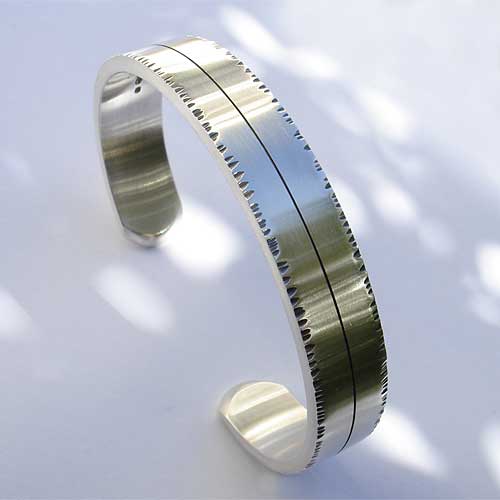 mens etched silver cuff bracelet