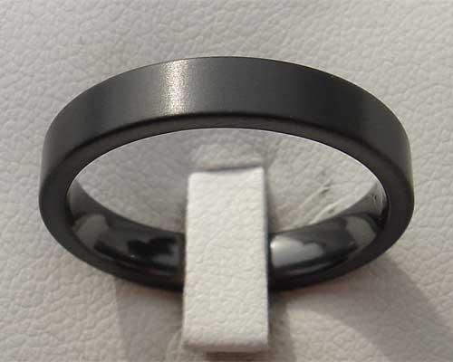 Brushed Black Titanium Men's Ring with Stepped Edges