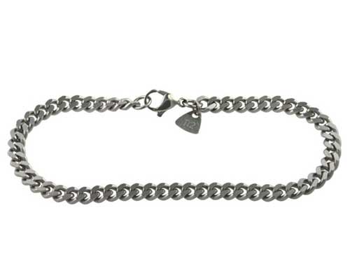 Matte Silver Chain Bracelet Matte Stainless Steel Curb Chain 