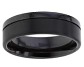 Mens flat designer grooved black ring
