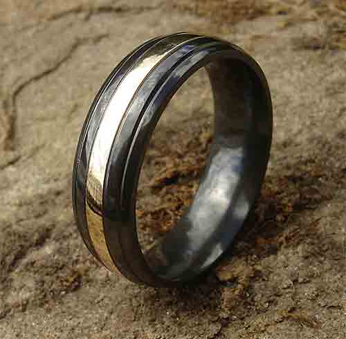 mens gold inlaid wedding ring