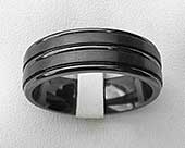 Mens grooved wedding ring