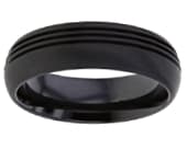 Mens grooved designer black ring