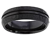 Mens hammered black domed wedding ring