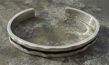 men's hammered silver cuff bracelet