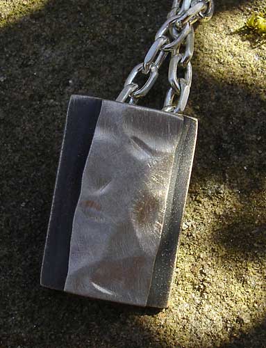 men's hammered silver pendant
