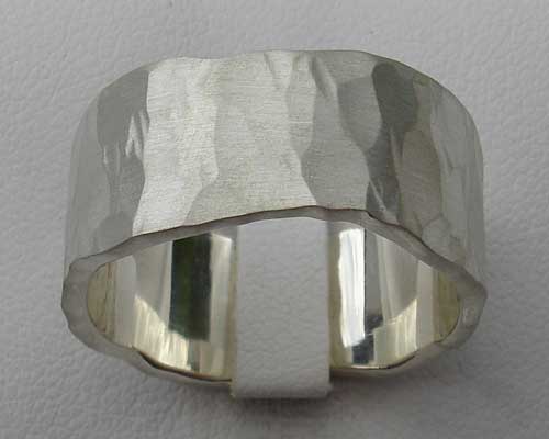 men's hammered silver ring