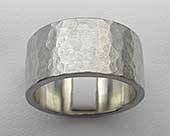Mens hammered silver wedding ring