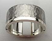Mens hammered stainless steel wedding ring
